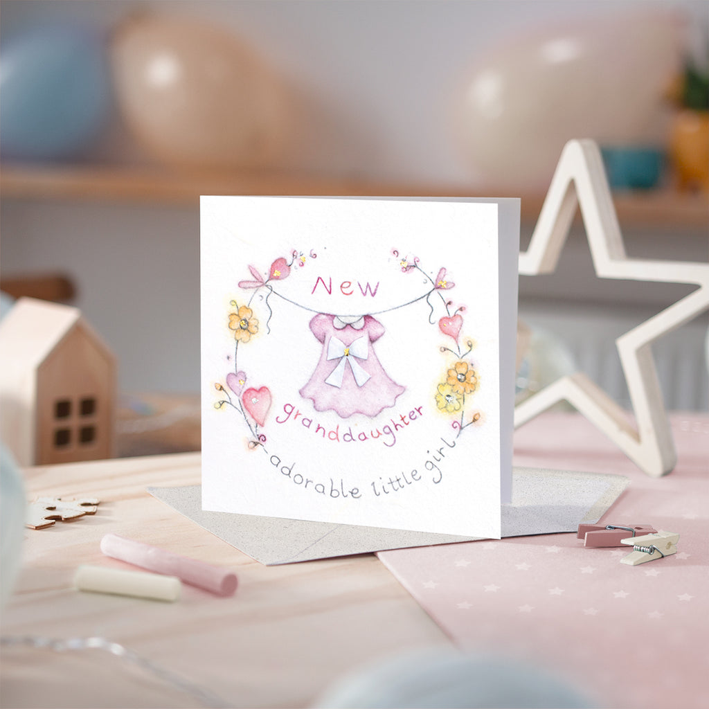 New Baby Great Granddaughter Thank You Card - Beautiful Great Granddaughter - Bunny Rabbit And