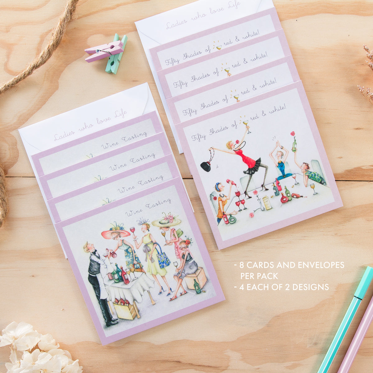 Note Card Set - NC-03 - Fifty Shades of red & white