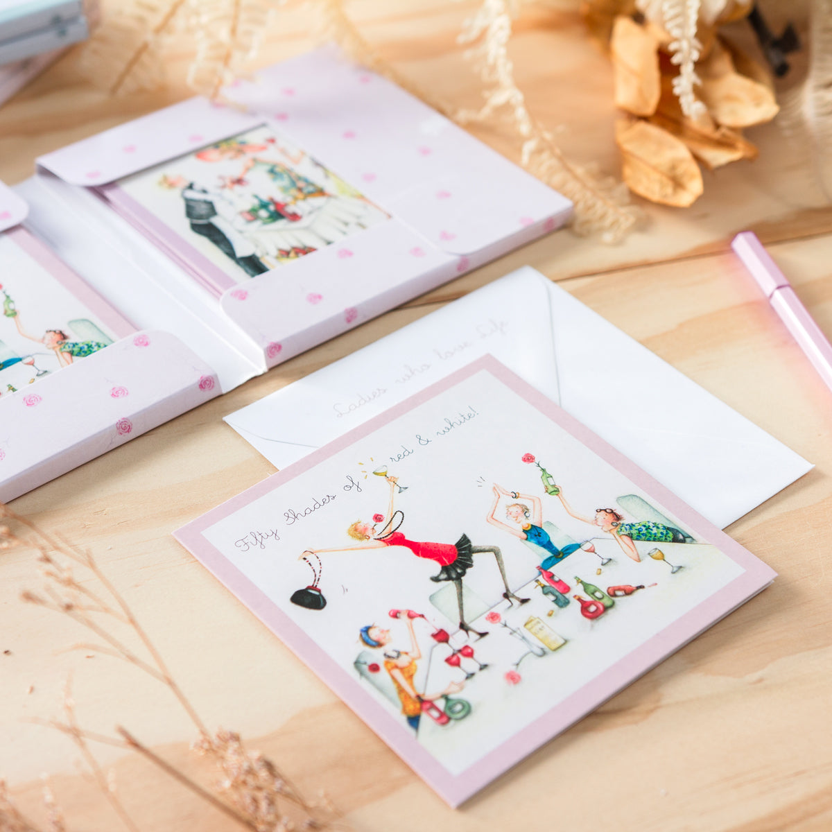 Note Card Set - NC-03 - Fifty Shades of red & white