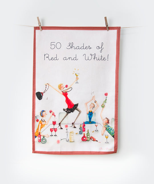 Tea Towel - TT-01 - Fifty shades of Red & White